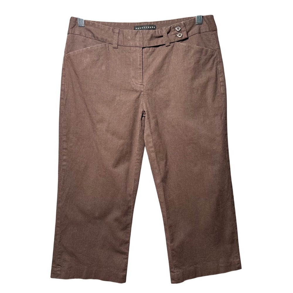 Apostrophe‎ Fiona Women Brown Micro Dot Capri Pants Size 6